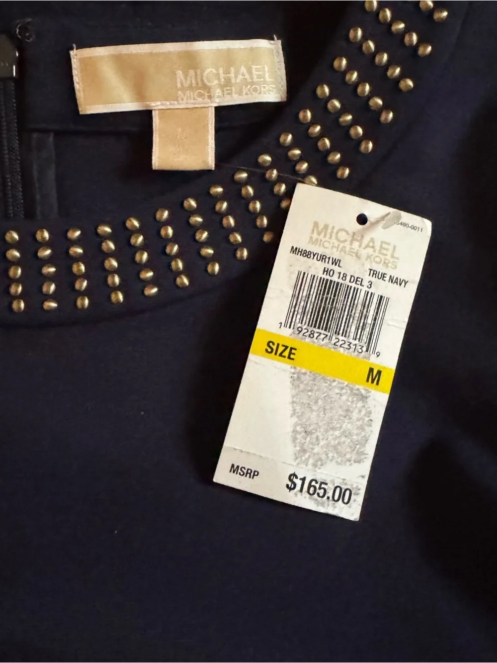 NWT Michael Kors True Navy Blue Studded Sheath Dress Size M $165